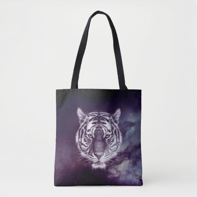 Tote Bag Papier peint Galaxy Tiger Face (Devant)