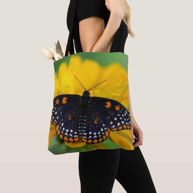 Tote Bag Papillon à taches à carreaux de Baltimore (De près)