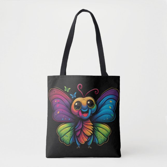 Tote Bag Papillon arc-en-ciel (Devant)