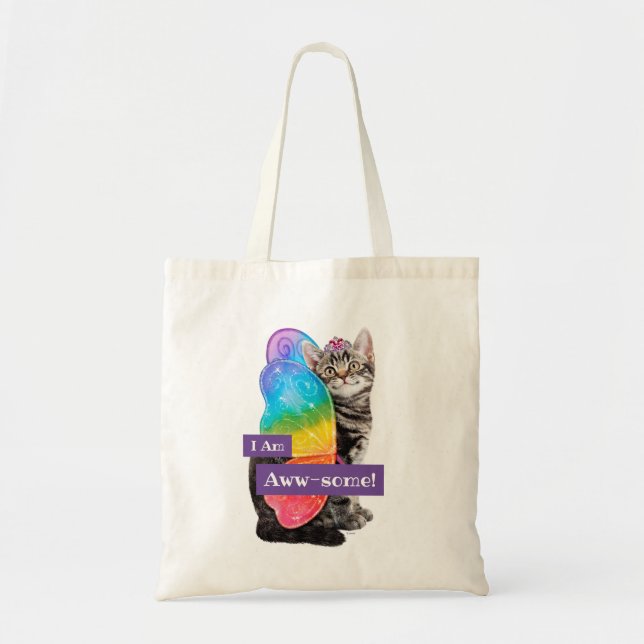 Tote Bag Papillon arc-en-ciel Princess Kitten (Devant)