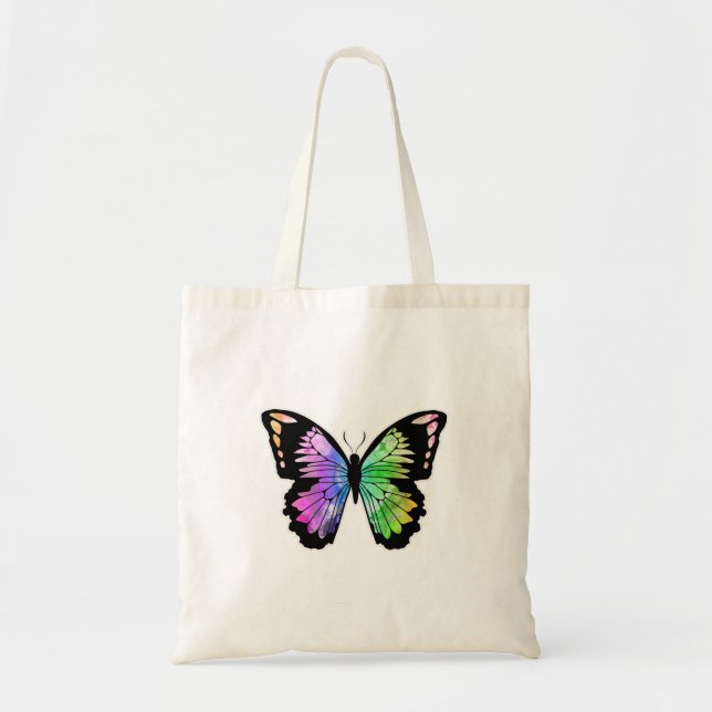 Tote Bag Papillon aux couleurs arc-en-ciel (Devant)