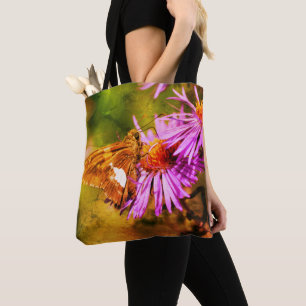 Tote Bag Papillon Belle Dame Fleur d'Aster Sauvage Art