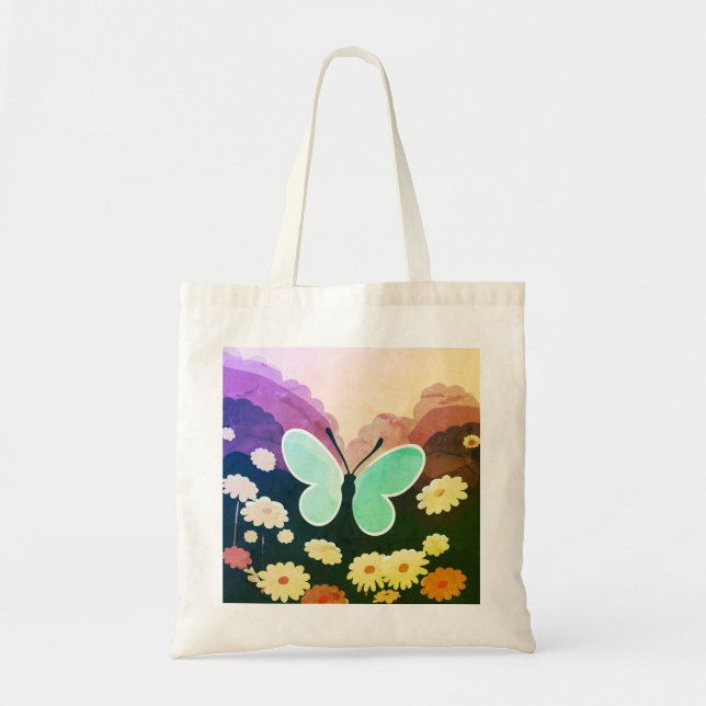 Tote Bag Papillon, Belles Fleurs (Devant)