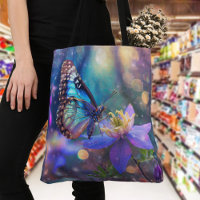 Papillon Bleu Chic Et Fleur Colombine