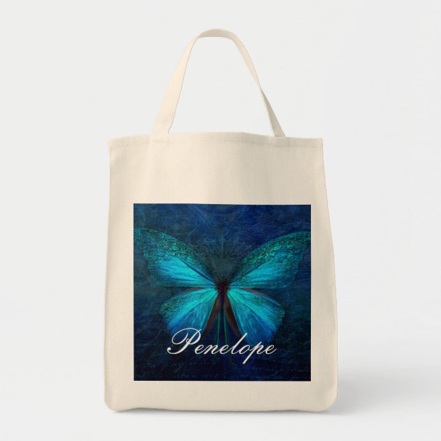Tote Bag Papillon bleu de la joie et de la chance (Devant)