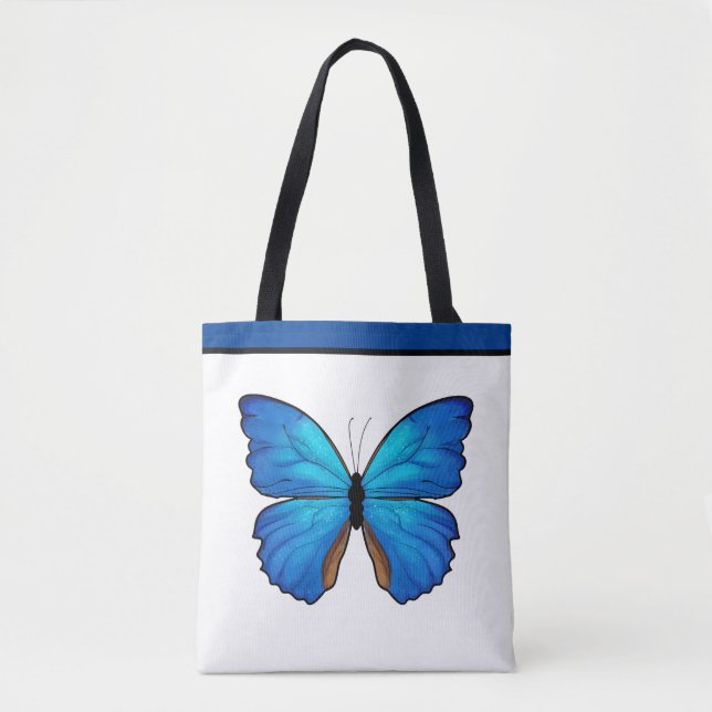 Tote Bag Papillon bleu Morpho avec nom (Devant)
