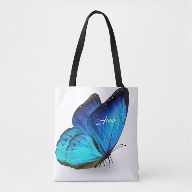 Tote Bag Papillon bleu personnalisé (Devant)
