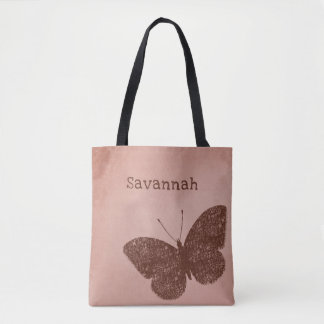 Tote Bag Papillon Brown Boho rustique Fourre-tout