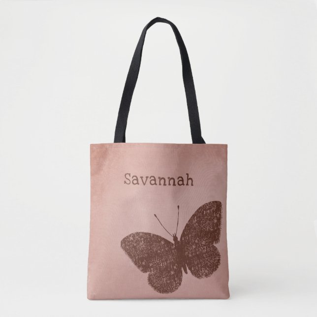 Tote Bag Papillon Brown Boho rustique Fourre-tout (Devant)