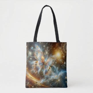 Tote Bag Papillon céleste vibrant à mousse marine