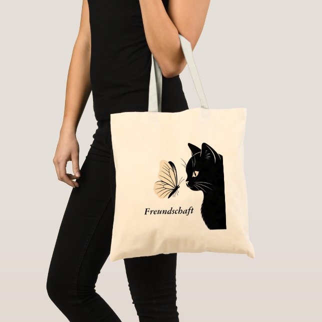 Tote Bag Papillon Chat Noir Amitié (Devant (produit))