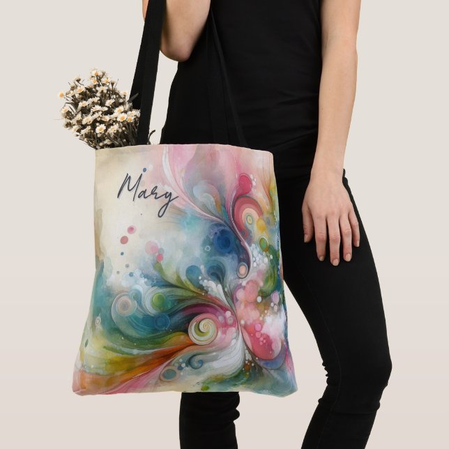 Tote Bag Papillon Couleurs de Printemps Abstrait Moderne (De près)