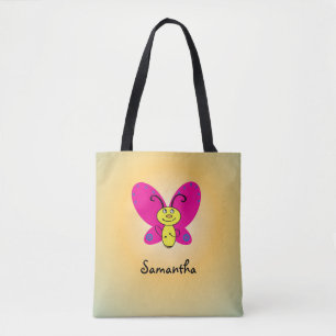 Tote Bag Papillon de dessin avec nom