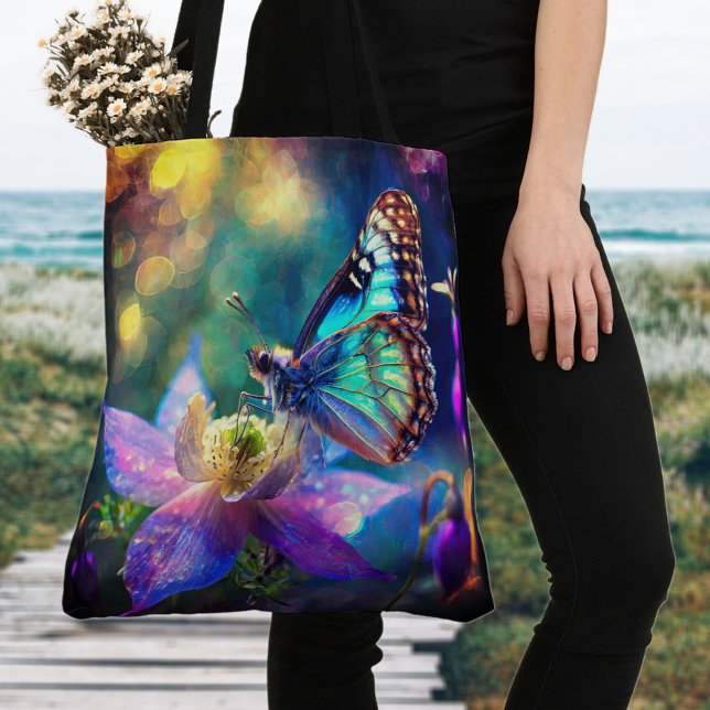 Tote Bag Papillon De Forêt Enchantée Sur Fleur (Créateur téléchargé)
