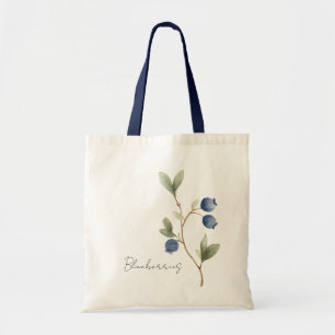 Tote Bag Papillon De Fruit Baies Bleues Bleu