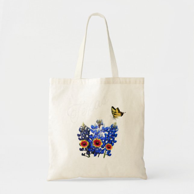 Tote Bag Papillon Fleur sauvage du Texas Accueil État Blueb (Devant)