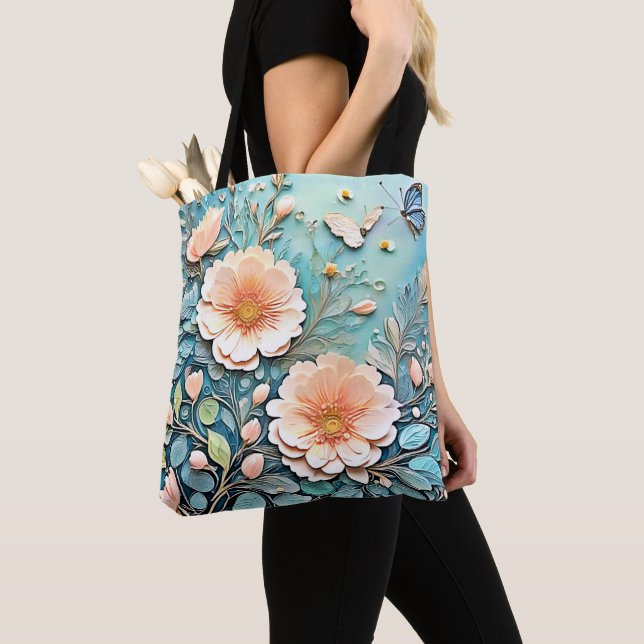 Tote Bag Papillon floral Pastel Art (De près)