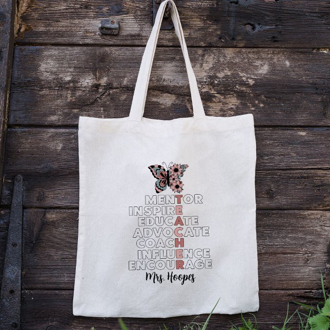 Tote Bag Papillon floral personnalisé Stylish Cute enseigna (Créateur téléchargé)