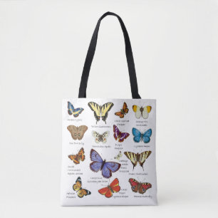 Tote Bag Papillon illustrations couleur complète types popu