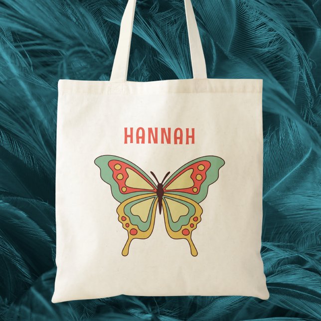 Tote Bag Papillon mignon aquarelle rétro pour enfants (Créateur téléchargé)