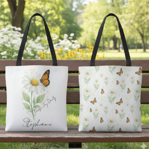 Tote Bag Papillon Monarque Fleur de Marguerite Choisissez J