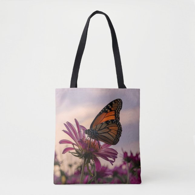 Tote Bag Papillon Monarque sur Fleur (Devant)