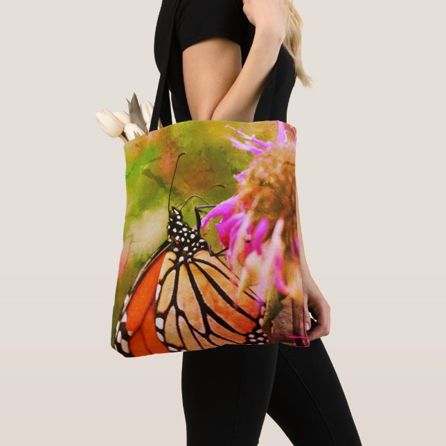 Tote Bag Papillon Monarque Sur L'Art Fleur Gros Plan (De près)