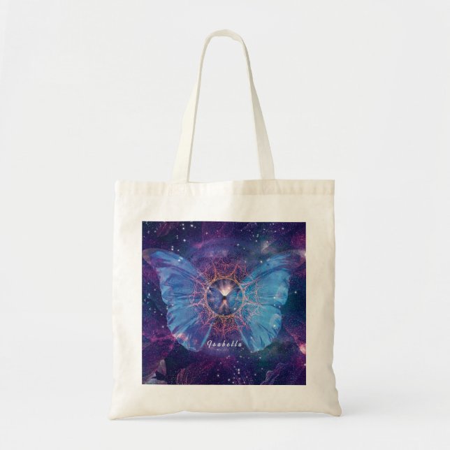 Tote Bag Papillon morpho / Galaxie Mandala (Devant)