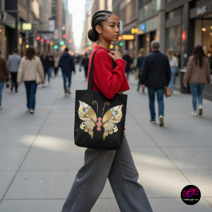 Tote Bag Papillon Or Orné De Gemmes
