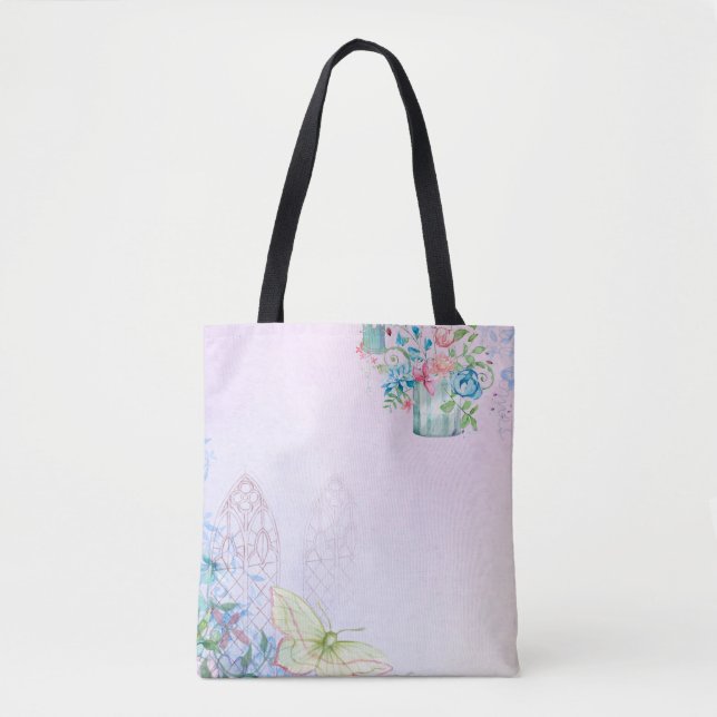 Tote Bag papillon romantique Arrière - plan (Devant)