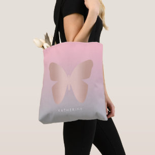 Tote Bag Papillon rose à la mode moderne élégant d'or