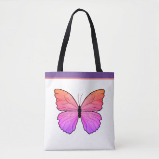 Tote Bag Papillon rose avec nom
