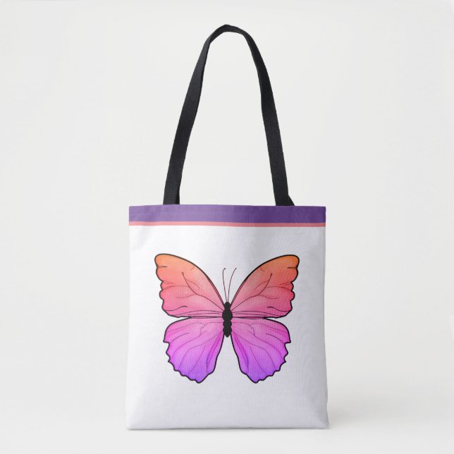 Tote Bag Papillon rose avec nom (Devant)