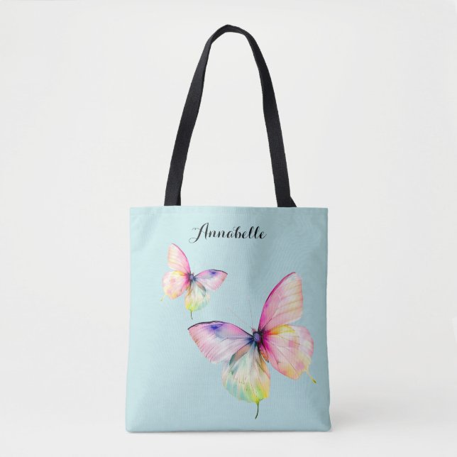 Tote Bag Papillon rose délicat dans les couleurs pastel arc (Devant)