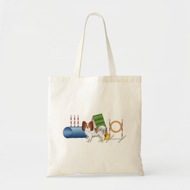 Tote Bag Papillon Rouge Et Blanc Avec Équipement D'Agilité (Devant)
