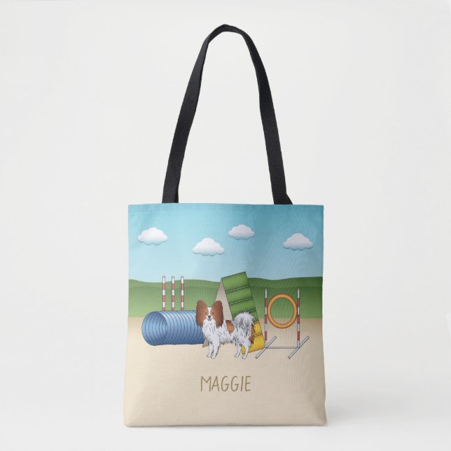 Tote Bag Papillon Rouge Et Blanc Avec Équipement D'Agilité (Devant)