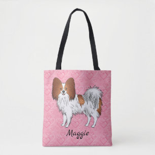 Tote Bag Papillon Rouge Et Blanc Mignon Chien Sur Coeurs Ro