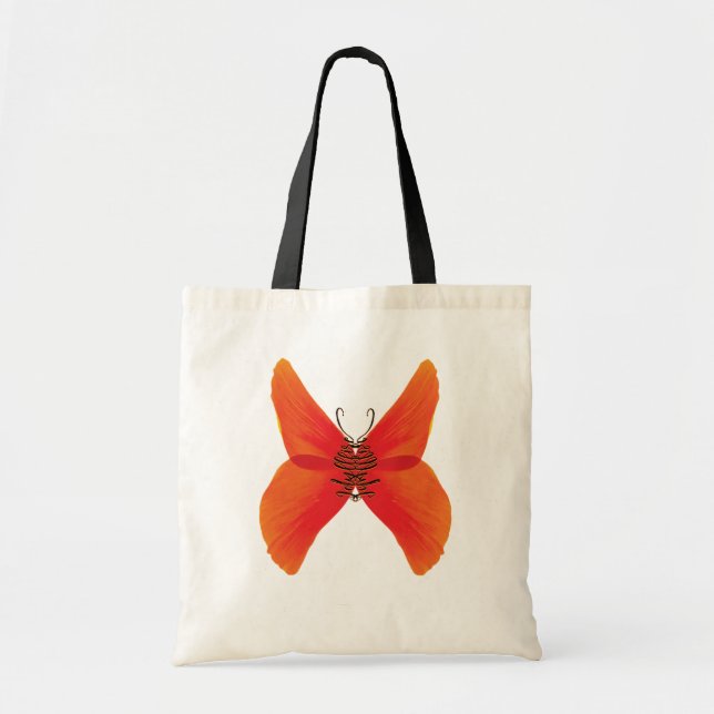 Tote Bag Papillon rouge orange avec votre nom (Devant)