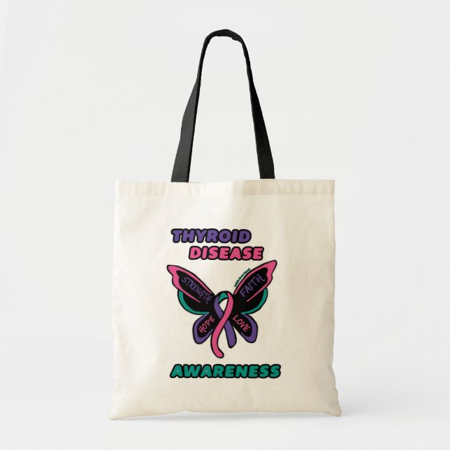 Tote Bag Papillon/sensibilisation...Maladie thyroïdienne (Devant)