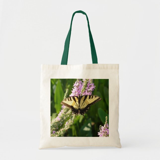 Tote Bag Papillon Swallowtail sur Fleurs sauvages pourpres (Devant)