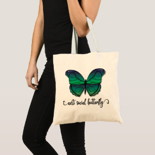 Tote Bag Papillon vert anti-social