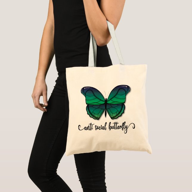 Tote Bag Papillon vert anti-social (Devant (produit))