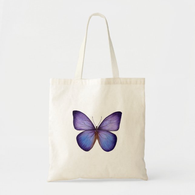 Tote Bag Papillon Violet Aquarelle Élégant (Devant)