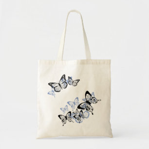 Tote Bag Papillons au pochoir noir bleu