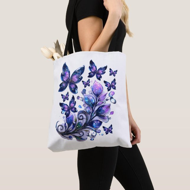 Tote Bag Papillons Blancs Cosmic Sparkle (De près)