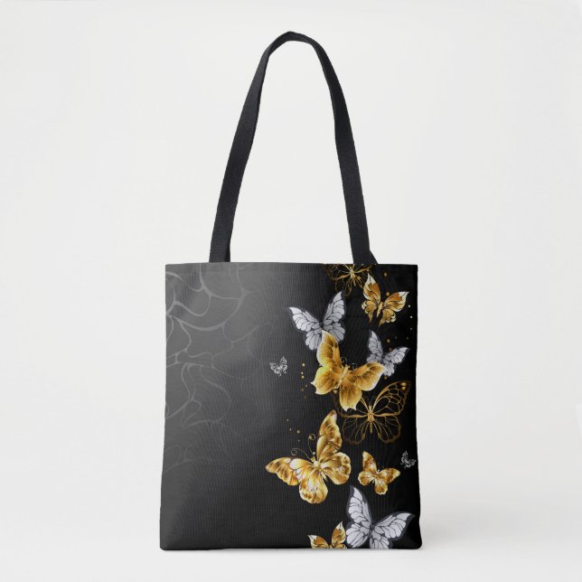 Tote Bag Papillons blancs et dorés (Devant)