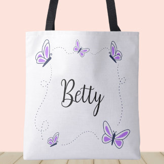Tote Bag Papillons blancs et violets