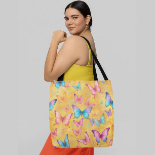 Tote Bag Papillons colorés dans différentes nuances de jaun