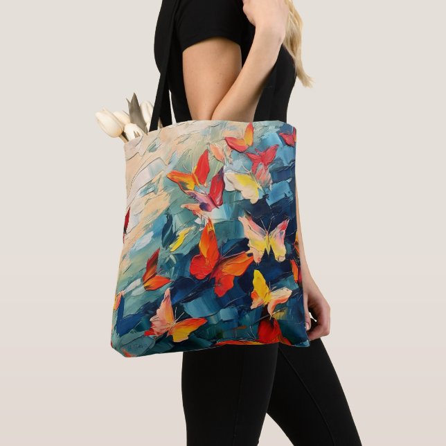 Tote Bag Papillons en mouvement – Vol abstrait expressif (De près)