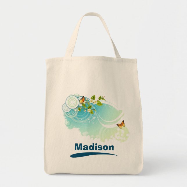 Tote Bag Papillons et fleurs (Devant)